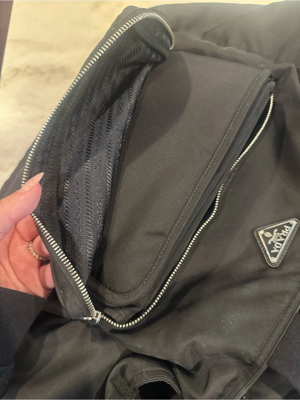 Prada Black Re-Nylon Baby Bag authentic